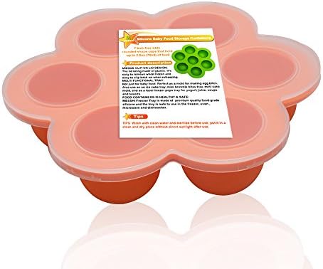 Baby Food Freezer Tray with Protective Cover Homemade Baby Food Flexible Freezer Tray, Orange