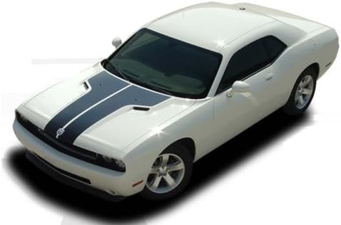 MoProAuto Pro Design Series Split Hood : 2008-2014 Dodge Challenger Split Hood with or Without Emblem Vinyl Graphic Decal Stripes (Fits SE SXT SRT RT Rallye All Models) (Color-3M 5095 Matte Black)