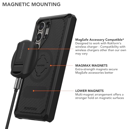 Rokform, Rugged Magnetic Case for Galaxy S24 Ultra - Flip Lock - Drop Tested Armor - Black
