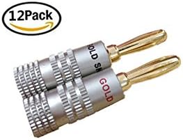 SEXOX Banana Plugs, 24k Gold Dual Screw Lock Speaker Connector, 6Pairs