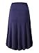 VETIOR Womens Fold Over Waist Knee Length A-Line Flared Midi Skirt (Medium, Navy)