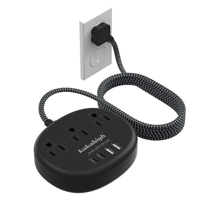 Black Extension Cord 10 Feet, 1625W Extension Cord