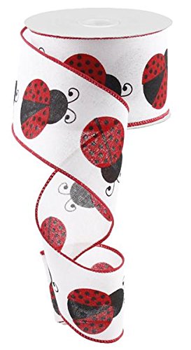 Lady Bug Canvas Wire Edged Ribbon - 2.5