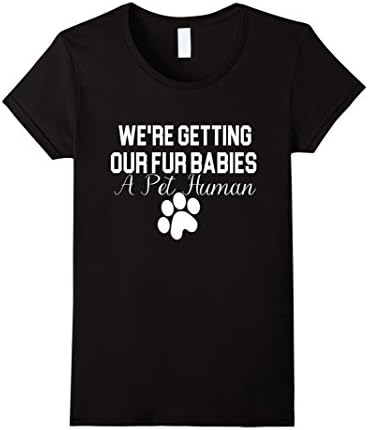 Women's Funny Maternity Shirt Fur Babies Cat Dog Pregnant Pet Human Medium Black