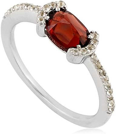 925 Sterling Silver Oval Red Blue Green Women's Gemstone Ring (Sizes 5,6,7,8,9)