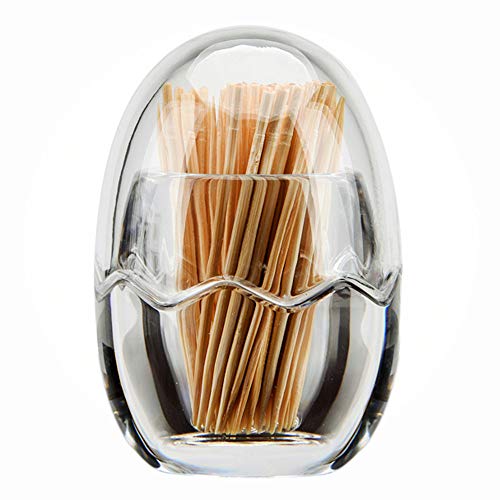 MonLiya Acrylic Toothpick Holder Crystal Toothpick Dispenser Bucket Plastic Toothpick Box Egg Shape Toothpick Case Pocket Restaurant Kitchen Gadgets Desk Storage Box(Without Toothpick)