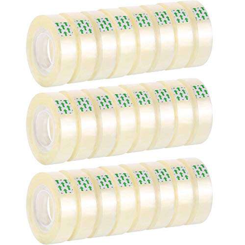 24 Rolls Transparent Tape Clear Tape Office Home School Tape, Each Roll 0.7 inch by 25 Yards