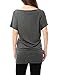 Allegra K Women Rhinestone Decor Scoop Neck Batwing Sleeves Tunic Top Dark Gray L (US 14)