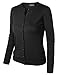 BIADANI Women Pearl Button Down Long Sleeve Soft Knit Cardigan Sweater Black Medium