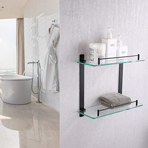 KES Bathroom Shelf 2 Tier Tempered Glass Shower Shelf Storage Organizer