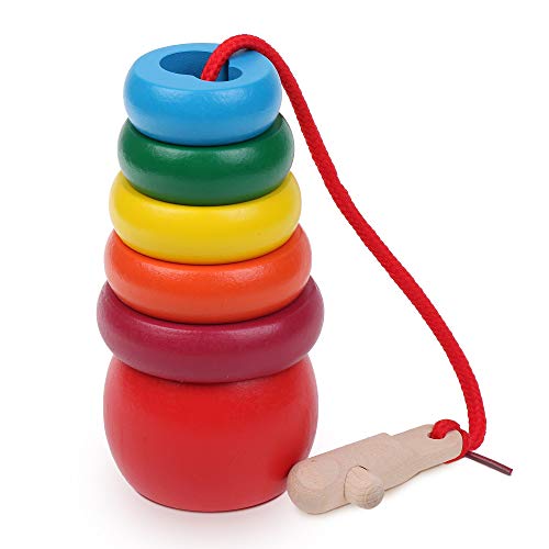 Boxiki kids Wooden Stacking Ring Toy Stack and Learn with This