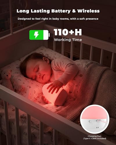 Tobeape Rechargeable Night Light Table Lamp, Touch Bedside Lamp for Bedroom with 3 Color Temps, 12 RGB Color Changing & Stepless Dimming, Portable Egg Night Lamp for Kids Baby Nursery