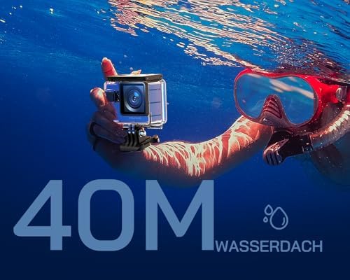 Action Cam,WiFi 4K 60 FPS Neue GA300 Actionkamera,8xZoom 24MP,Unterwasserkamera 40 Meter mi,Dual-Mikrofonen,170° Weitwinkel Verbesserter,EIS 2.4 G Fernbedienung,2 x 1350 mAh Akkus,Touchscreen