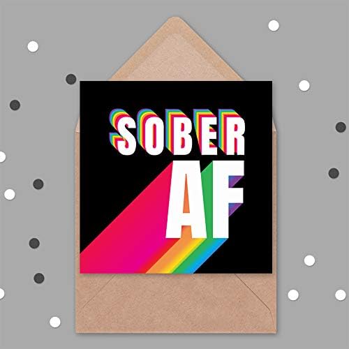 Wee Blue Coo Sober AF Rainbow Typography Black Sealed Greeting Card Plus Envelope Blank inside, Green|black, 15 x 15 cm - Image 4