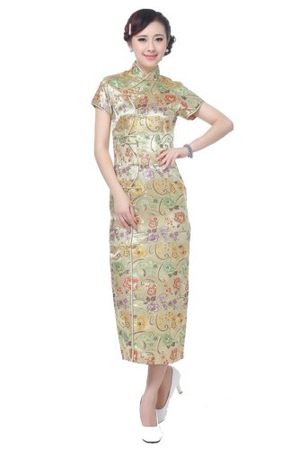 JTC Women's Red Chinese Cheongsam Dress Peacock 1pc - Image 3