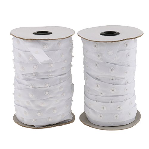 Jili Online 50 yards White Sewing Snap Tape 8mm Round Buttons Zipper Fastener Replacement for Baby Lingerie Teddy Crotch Sewing DIY