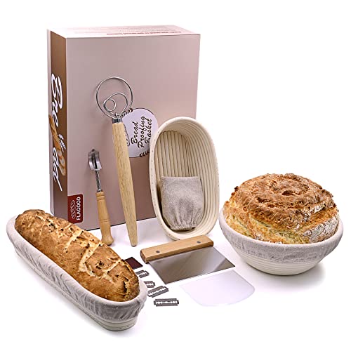 Bread Proofing Basket Set With Sourdough Bread Baking Supplies