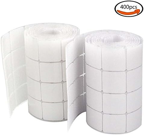 WXBOOM 200 Pairs White Square Straps 1"/25MM Self Adhestive Hook And Loop Strips With Waterproof Sticky Glue Fastener