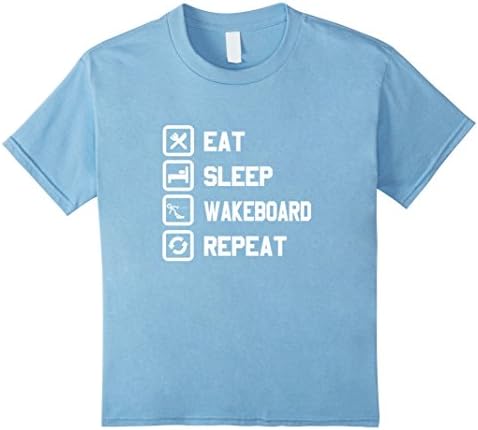 Kids Eat Sleep Wakeboard Repeat T-Shirt 12 Baby Blue