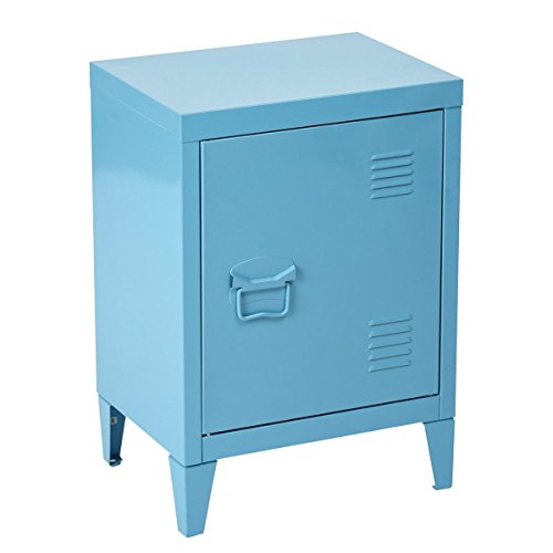 HouseinBox Low Standing Locker Organizer Side End Table Office File Storage Metal Cabinet Cupboard Unit,White,15.9'' x 12'' x 22.6'' (Blue)