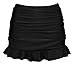 COCOSHIP Black Lady's Solid Skirted Bikini Bottom Ruched Shirred Skirt Swimdress with Panty 12(FBA)