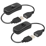 Electop 2 Pack Male to Female USB Cable with On/Off Switch, USB Extension Inline Rocker Switch for Driving Recorder, LED Desk Lamp, USB Fan, LED Strips