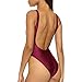 Dixperfect Women's Retro 80s/90s Inspired High Cut Low Back One Piece Swimwear Bathing Suits (XL, Wine Red)