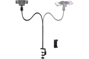 Etubby Webcam Stand Phone Holder Desktop Adjustable Gooseneck Video Clamp Stand Camera Mount for Cellphones, Logitech Webcam 