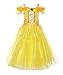 ReliBeauty Little Girl's Princess Belle Costume Dress up RB-G9169 (7-8, Ankle-length:yellow)