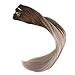 Full Shine 20 Inch Remy Hair Extensions Clip in Human Hair Ombre Clip in Hair Extensions for Thin Hair 120 Gram 10 Pcs Color 4 Brown and 18 Ash Blonde Double Weft