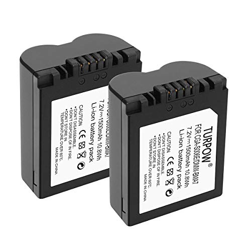Turpow CGA-S006E / DMW-BMA7 Battery [ 2 Pack 1500mAh 7.2V ] Replacement Battery Compatible with Panasonic Lumix DMC-FZ7 DMC-FZ8 DMC-FZ18 DMC-FZ28 DMC-FZ30 DMC-FZ35 DMC-FZ38 DMC-FZ50 Digital Camera
