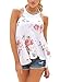 Astylish Women Casual Floral Print Racer High Neck Sleeveless Blouse Tank Tops