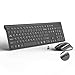 Wireless Keyboard and Mouse, J JOYACCESS 2.4G USB Ultra Slim Full Size Ergonomic Rechargeable Keyboard and Slient Cordless Mouse with Back/Forward Buttons for Mac/Windows/Laptop/Desktop - Black