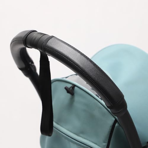 ROMIRUS Stroller Handle Sleeve Cover of Handlebar Compatible with YOYO3 Stroller Bumper Bar Accessories Zipper Open, Vegan Leather Black
