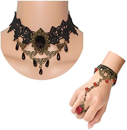 Black lace choker bracelet with gothic style, adjustable, priced at $5.99.