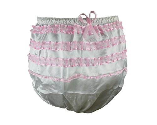 Haian ABDL PVC & Satin Panties Frilly Rumba Pants Color White (X-Large)