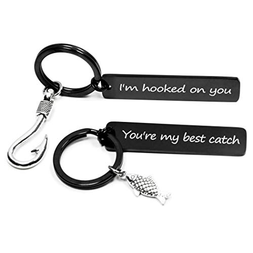 Couple Keychain I'm Hooked on You You're My Best Catch Funny Valentine