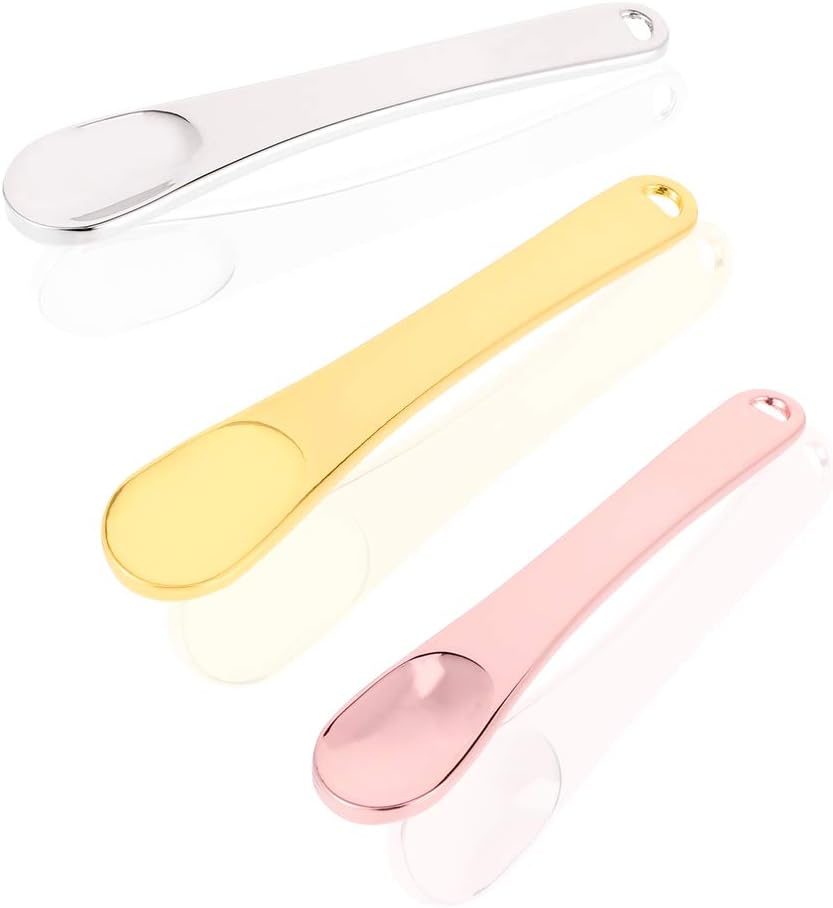 angelikashalala 3 PCS Facial Cream Spatulas Metal Makeup Spatula Cream Spoon Applicator for