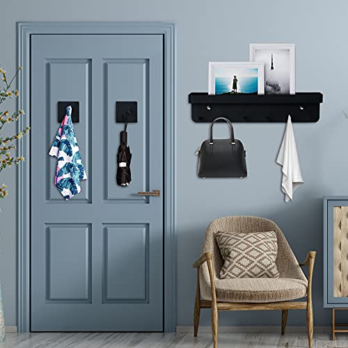 Key Holder Mail Organizer Wall Mount with 6 Key Hooks Small Shelf with 2pcs Adhesive Hooks for Entryway, Storage, Living Room, Hallway, Kitchen Office Letter
