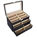 AUTOARK Carbon Fiber Leather 18 Piece Eyeglasses Storage and Sunglass Glasses Display Drawer Lockable Case Organizer,Black,AW-057