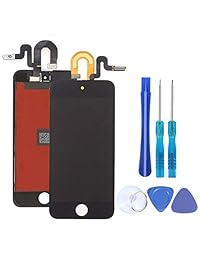 Pantalla completa de repuesto para iPod Touch 5 5ª 6 de 6ª generación digitalizador de pantalla LCD todo el montaje con herramientas de reparación y protector de pantalla de cristal (negro)