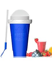 Slushy Cup, TIK Tok Smoothie Cup, Slushy Maker Cup, Double Layers Slushie Cup Portable Quick Frozen Smoothies Squeeze Cooling Cup for Milk & Juices, ICEE Maker Slushy Machine Smoothie Maker (Blue)