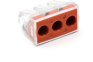 Masendelk 20pcs 3 Port Push-in Electrical Wire Connector, PCT-103D Quick Connection Terminal, Non-Twist Wire Connector for 18-9 AWG Solid Stranded Wires