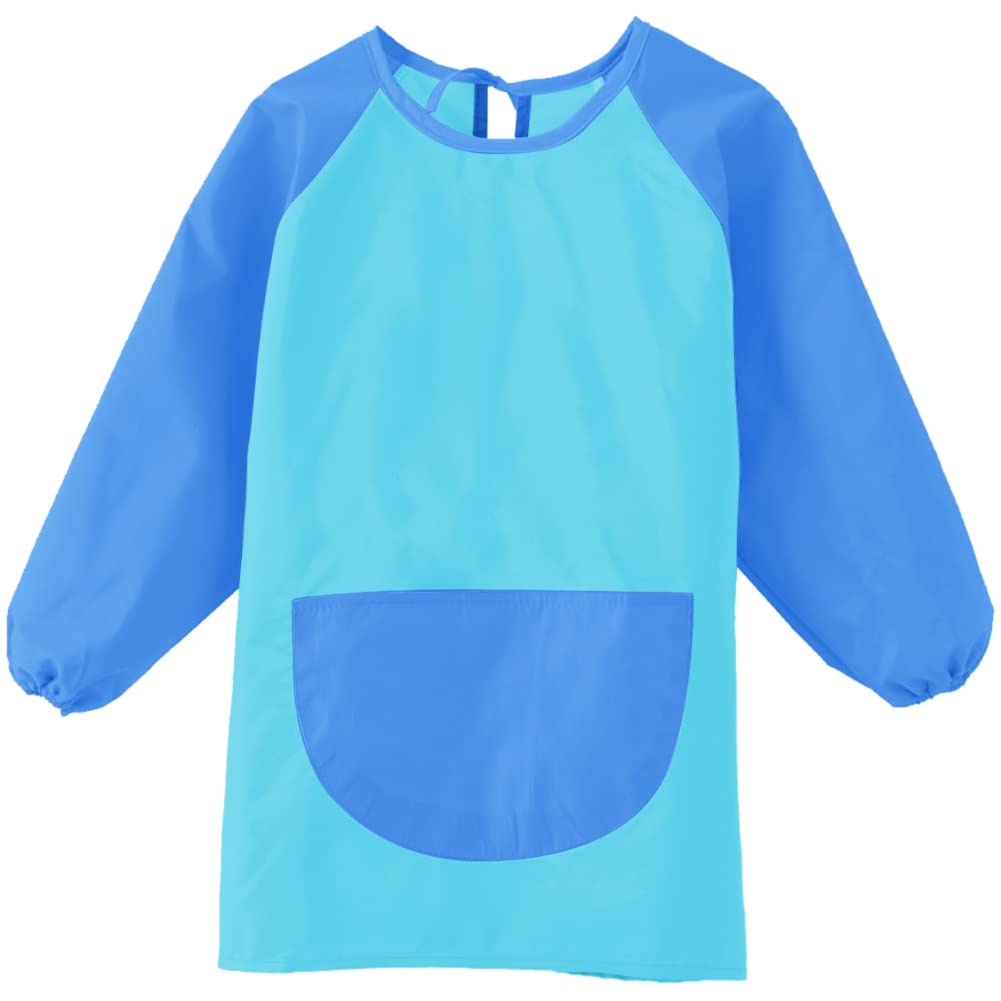 Uposao Children Painting Apron with Big Pockets, Multi-Function Long-Sleeved Kids Aprons, Waterproof & Durable Kids Art Smocks for 7-11 Years Old Girls/Boys Drawing, Writing, Cooking, Painting