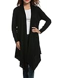 Sherosa Women Loose Draped Open Front Mid-long Lightweight Spring Cardigan Sweater