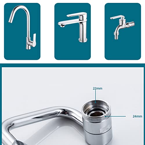 1080 Degree Rotatable Faucet Aerator,Swivel Faucet Attachment,Universal Large Angle Swivel Faucet Sink Face Wash Attachment With 2 Sprayer Modes Splash Bathroom Sink Sprayer (Silver)