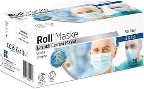 ROLL MASK 50 PCS Disposable 3 LAYER Masks Breathable Dust Filter Mouth Cover Blocking Dust Air Pollution Protection with Elastic Ear Loop Latex-Free Non-Woven