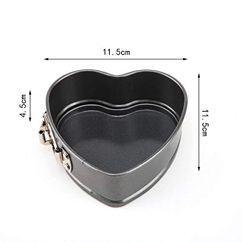 3pcs Set of Square Round Heart-shaped Mini Cake Molds Teflon Non-stick Layer Baking Mould Carbon Steel Baking Pan, Red