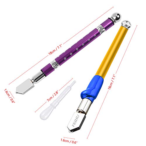 2 Pieces 4-15 mm Heavy Duty Glass Cutter with Oil Dropper, Glass Cutting Carbide Tip Cutter Tool for Thick Glass, Tiles, Glass Art, Mirror