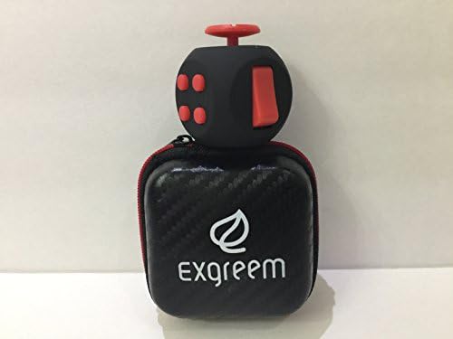 Exgreem 2017 NEW Third Generation Upgraded Version Fidget Cube, Anti-anxiety and Depression Cube for Children and Adults (Black/red)